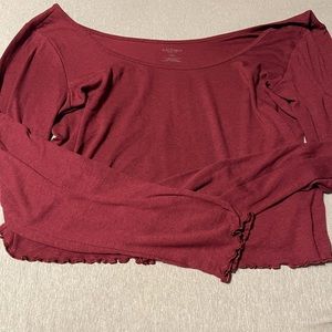 2 cute off the shoulder long sleeve tops.